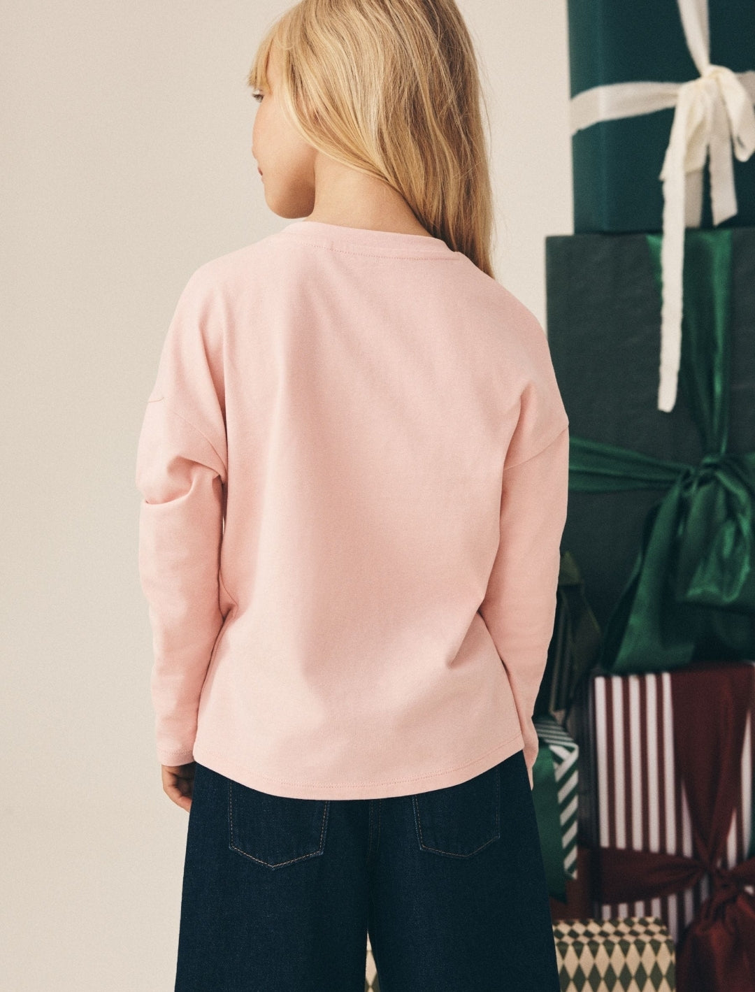 Pink Christmas House Sequin Long Sleeve Top