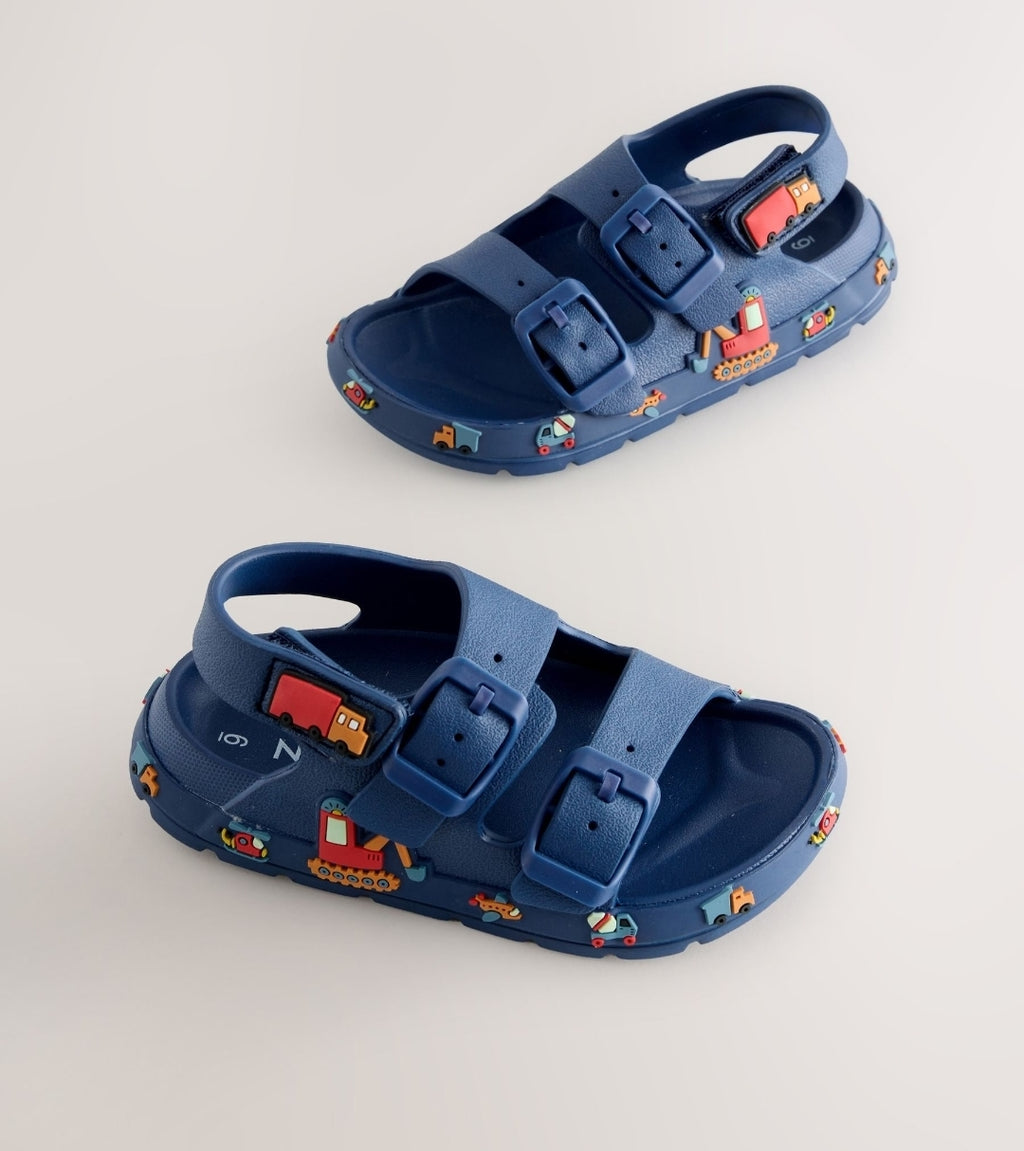 Navy Transport Double Buckle Ankle Strap EVA Sandals