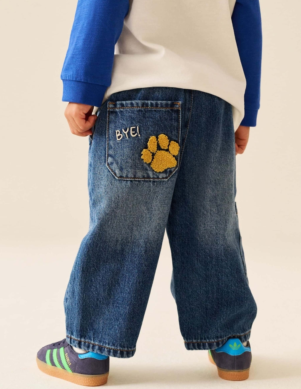 Mid Blue Denim Wide Leg Pull On Jeans