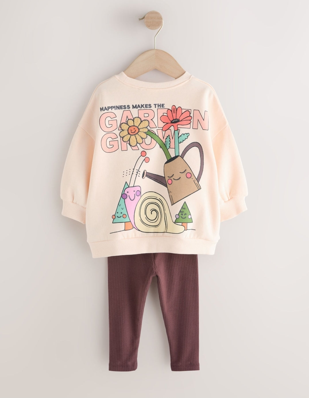 Cream Garden Graphic Sweatshirt and Leggings Set