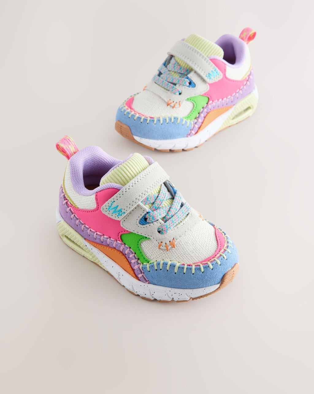 Multi Bright Elastic Lace Chunky Trainers