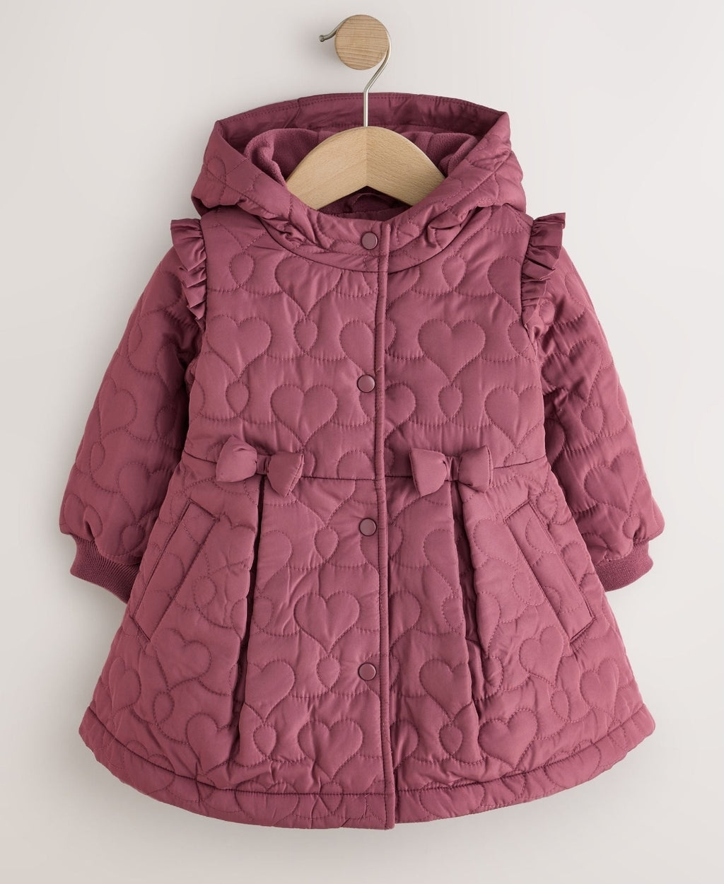 Dark Pink Shower Resistant 
Skirted Quilted Coat