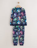 Multi Bright Football Grafitti Printed Cosy Fleece Pyjamas