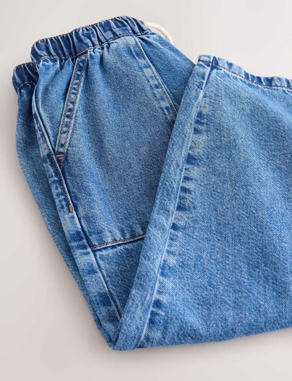 Mid Blue Pullon Barrel Jeans