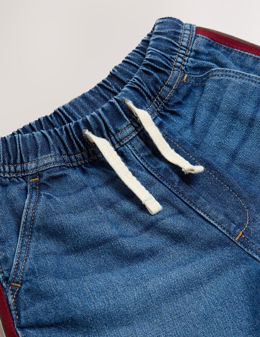 Mid Blue & Red Side Tape Wide Fit Jeans