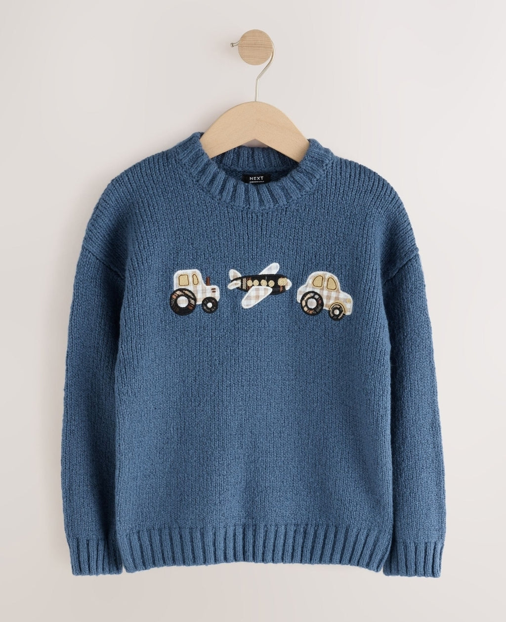 Navy Blue Transport Character Knitted Crew Neck Jumper
