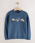 Navy Blue Transport Character Knitted Crew Neck Jumper