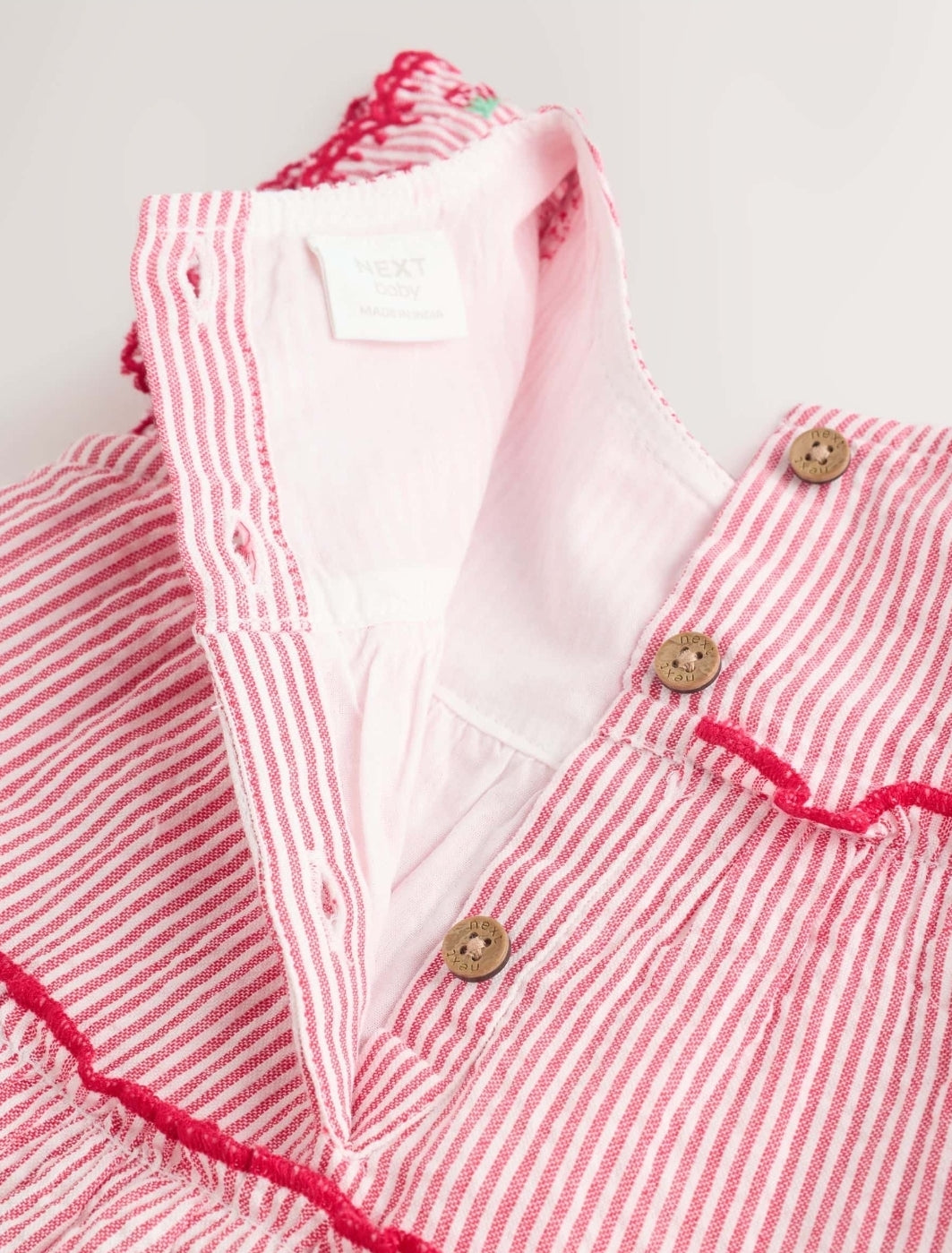 Red Strawberry Baby Tiered Woven Dress and Knickers Set 2