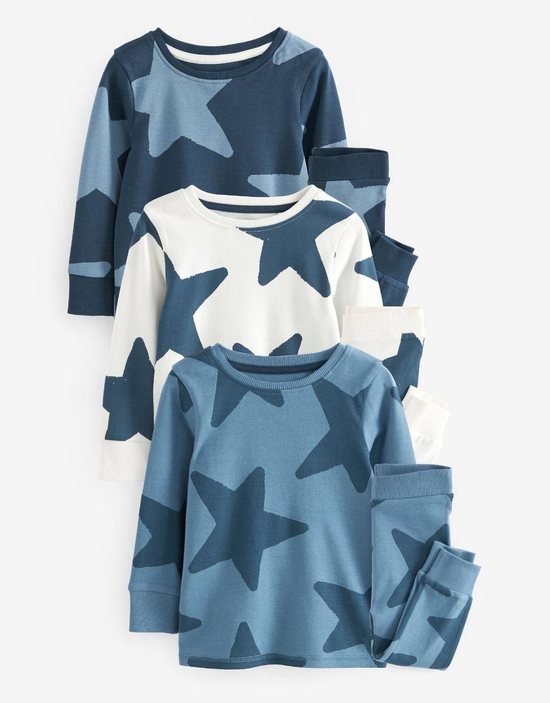 Blue/Navy Snuggle Pyjamas Set 3 Pack