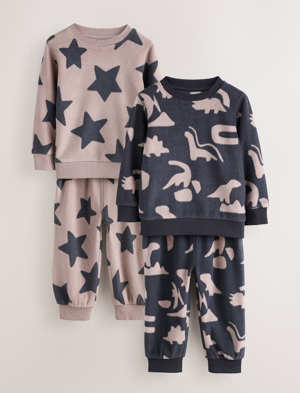 Black/Nude Cosy Fleece Pyjamas 2 Pack