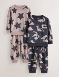 Black/Nude Cosy Fleece Pyjamas 2 Pack