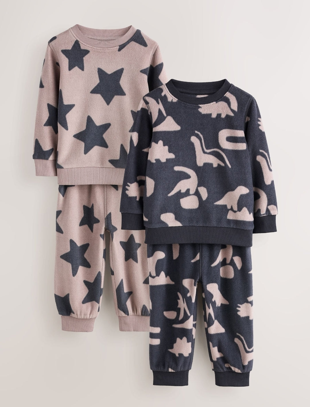 Black/Nude Cosy Fleece Pyjamas 2 Pack