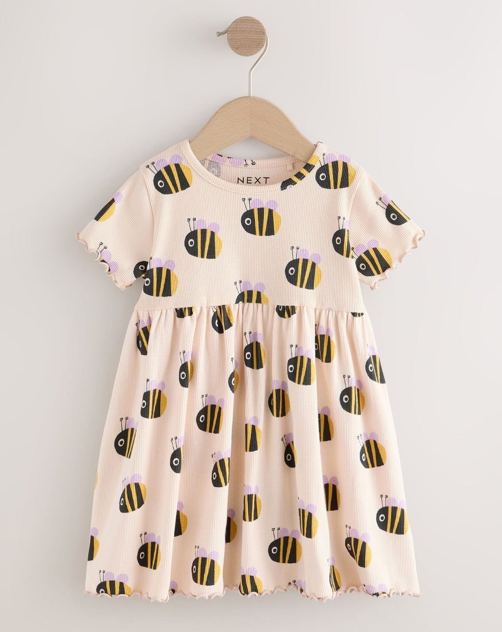 Cream Bumblebee Short Sleeve
Ribbed Dress