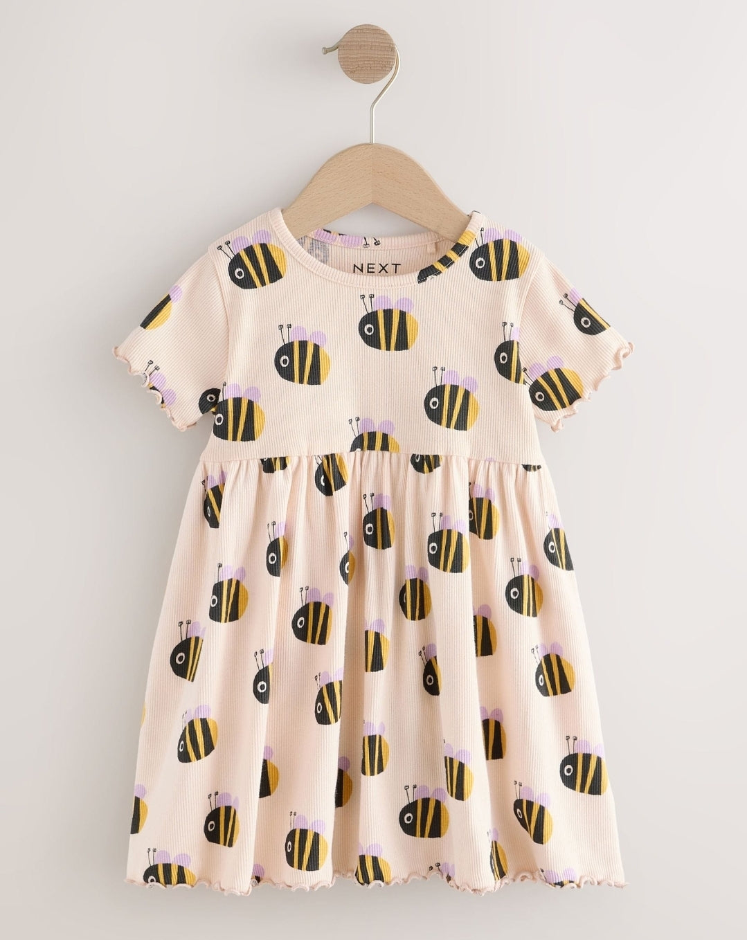 Cream Bumblebee Short Sleeve
Ribbed Dress