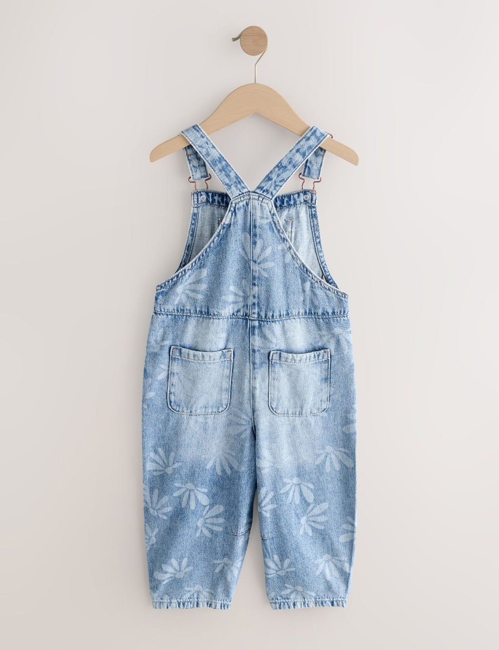 Mid Blue Daisy Printed Dungaree