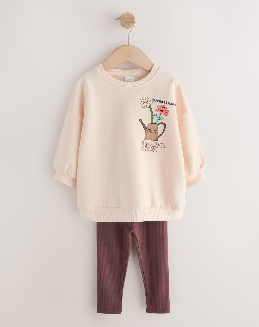 Cream Garden Graphic Sweatshirt and Leggings Set
