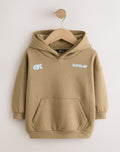 Taupe Brown Printed Slogan Long Sleeve Hoodie