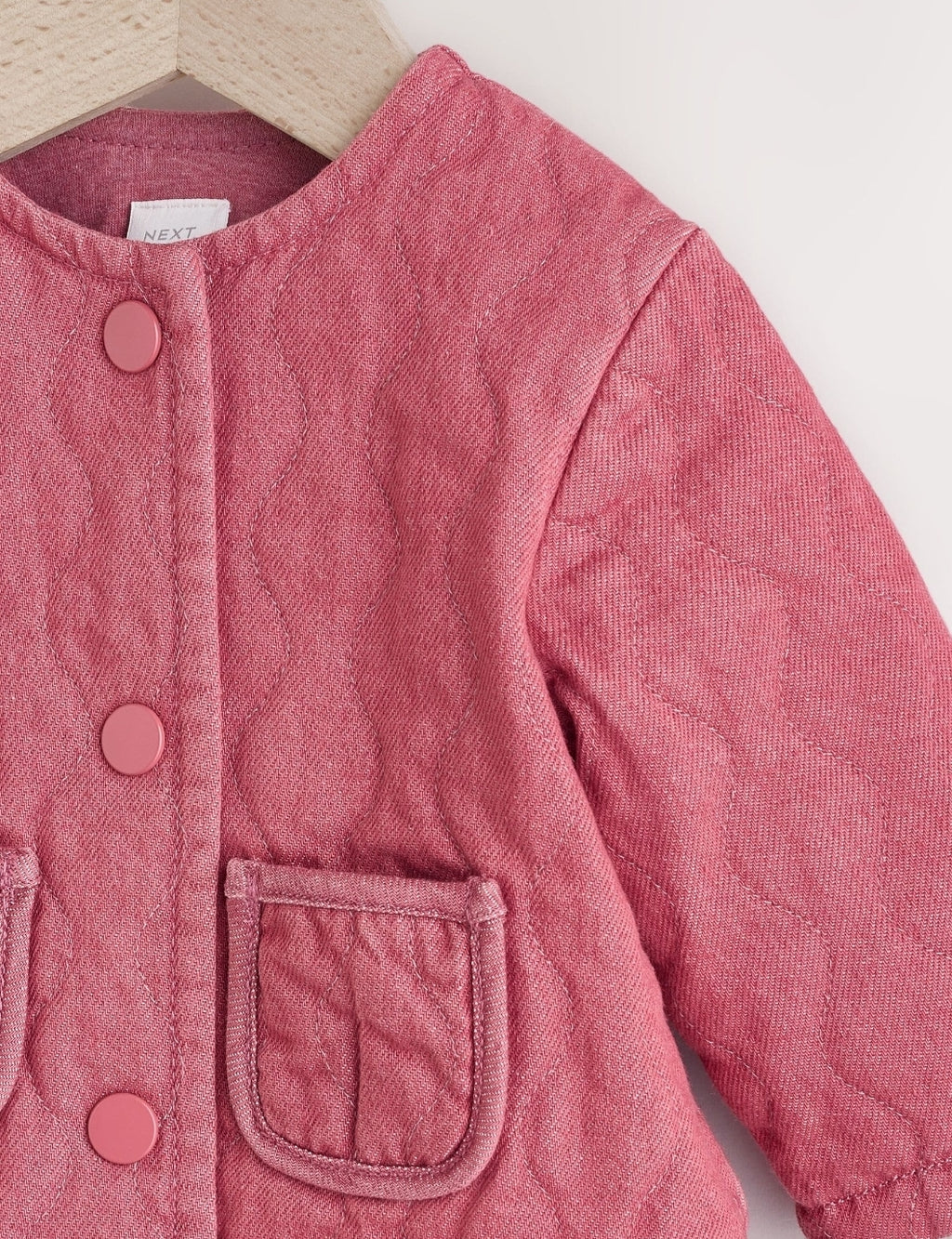Pink Quilted Denim Baby Jacket