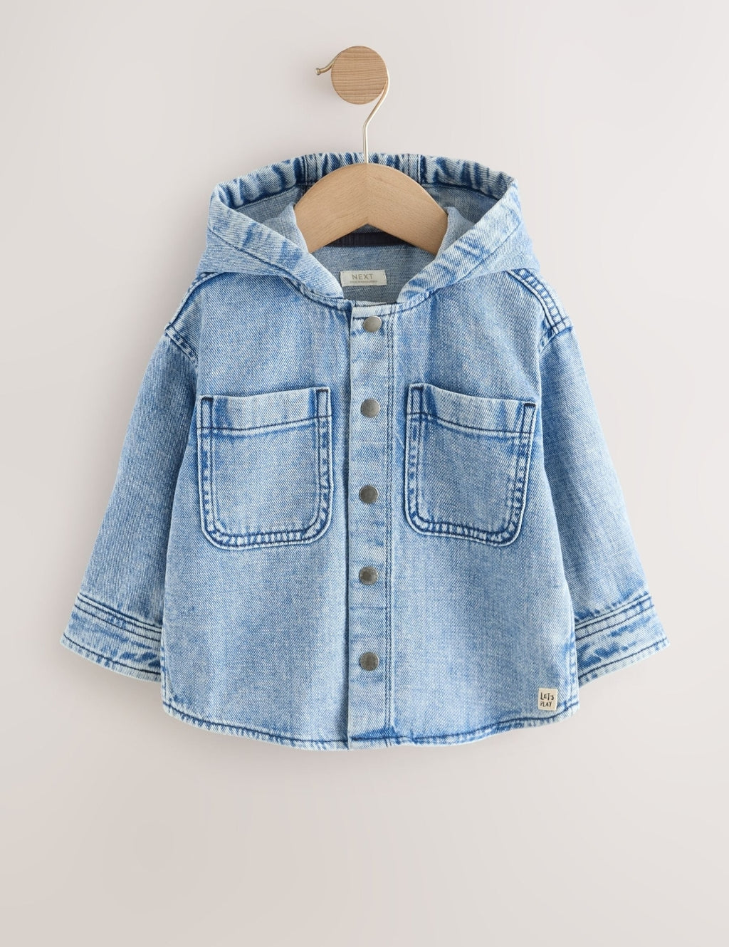 Mid Blue Denim Hooded Overshirt