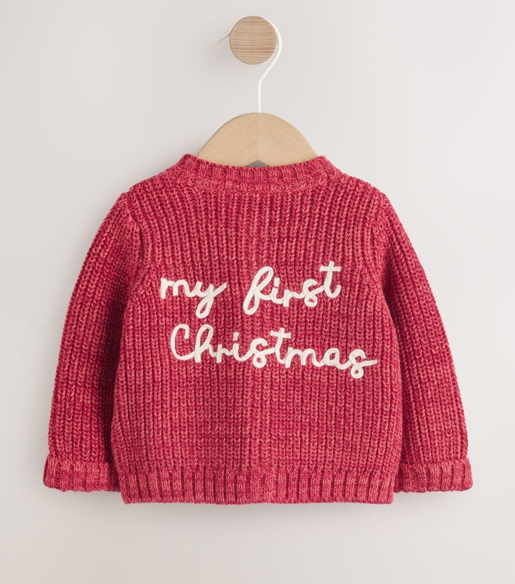 Red My First Christmas Knitted
Baby Cardigan
