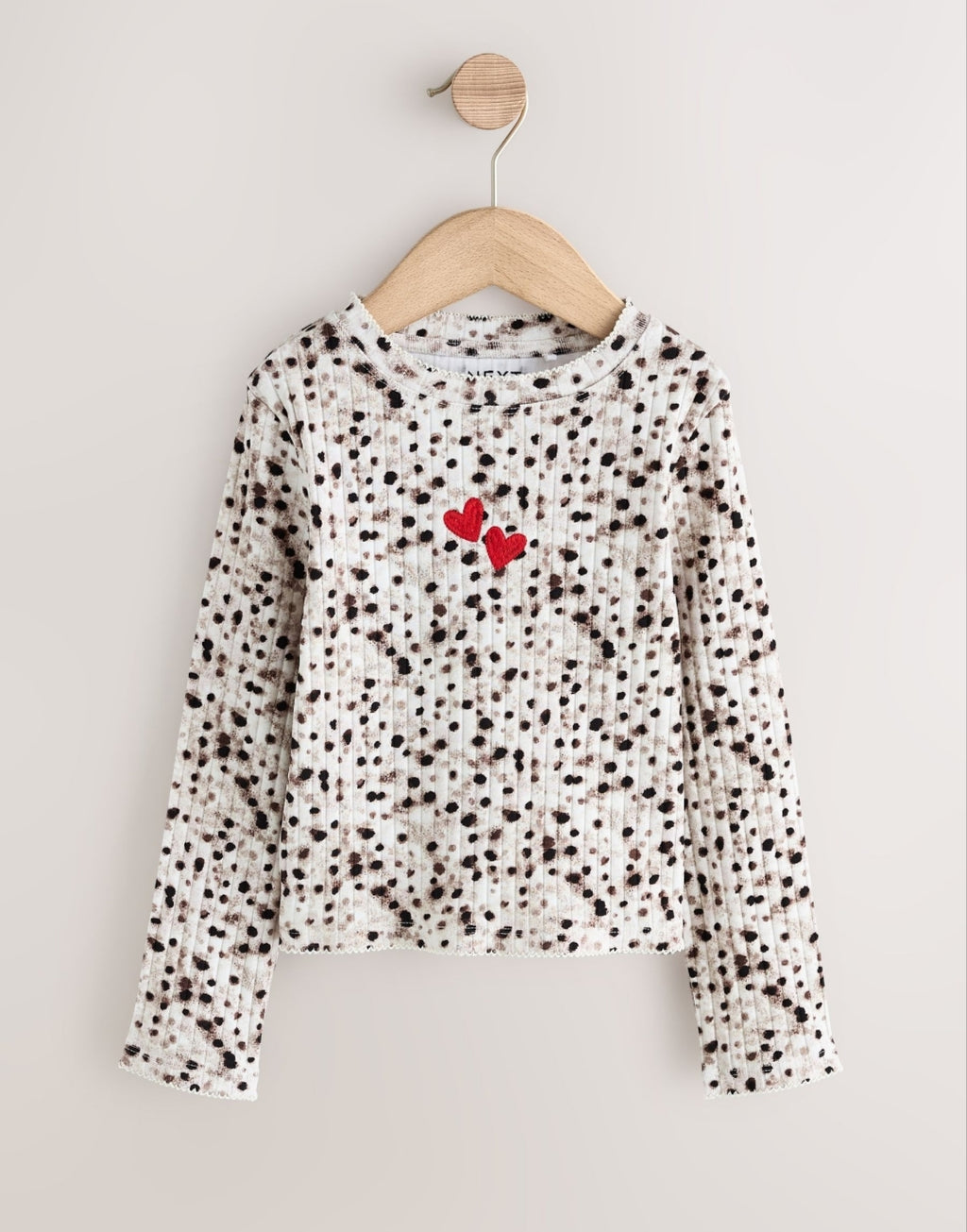 Red/Animal Ribbed Long Sleeve Tops 2 Pack