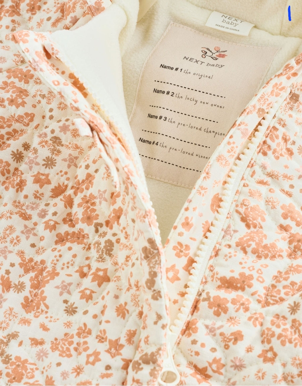 Ecru Floral Printed Baby Hooded
Crinkle Woven Pramsuit