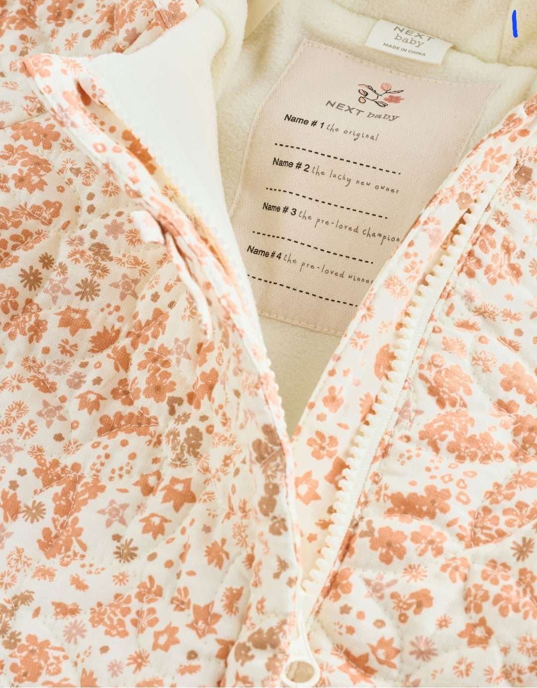 Ecru Floral Printed Baby Hooded
Crinkle Woven Pramsuit