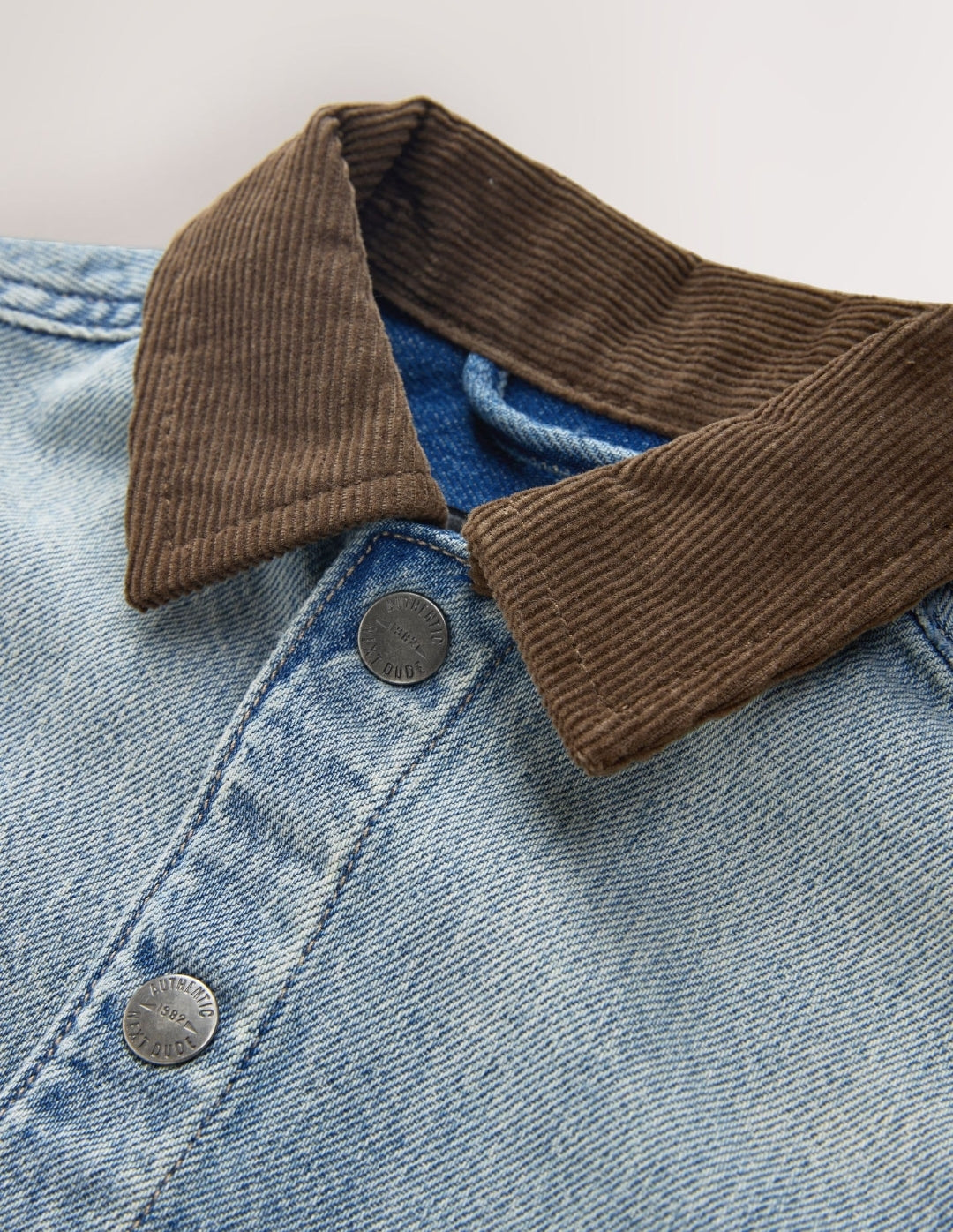 Blue Denim Long Sleeve Cord Collar Shirt