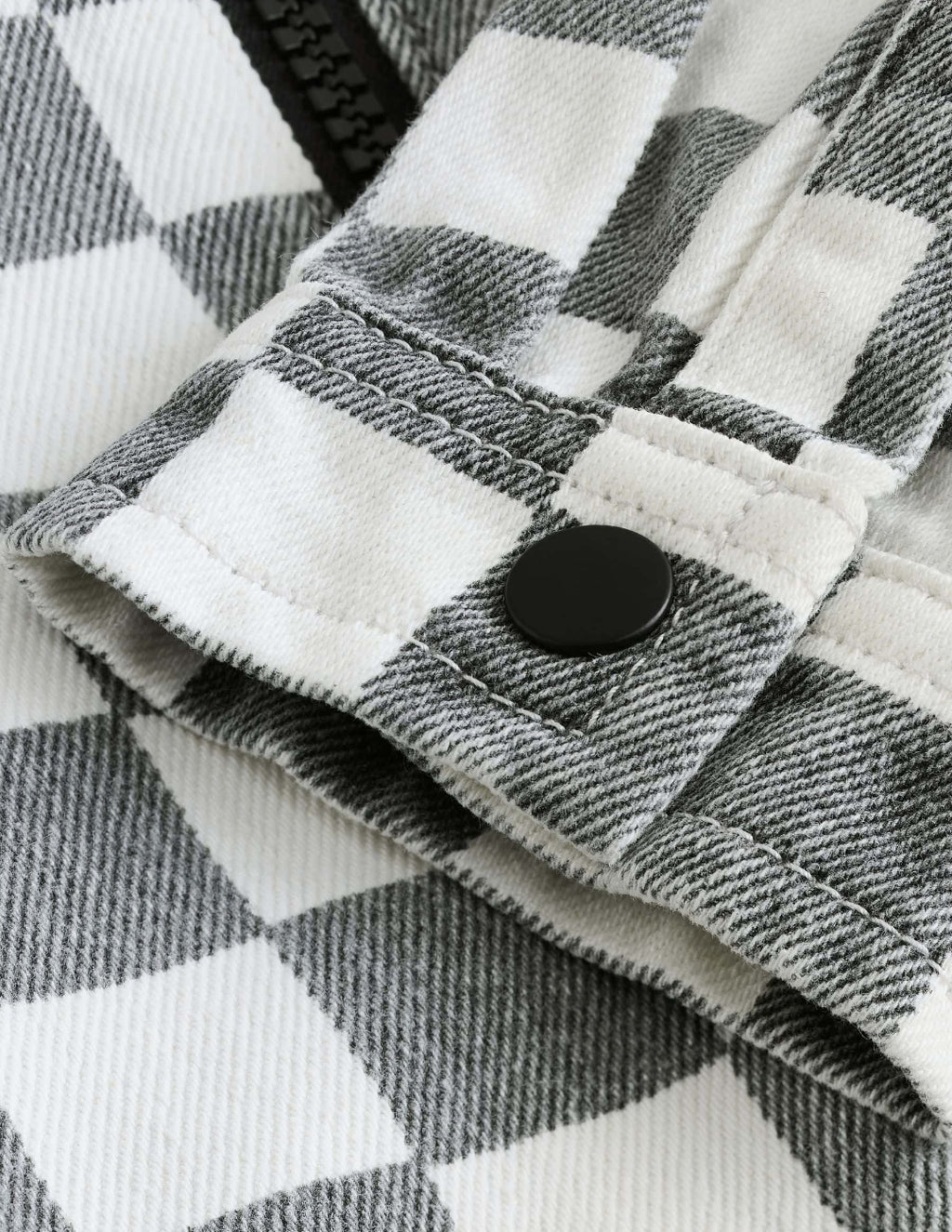 Grey/White Checkerboard Long Sleeve
Zip Up Overshirt