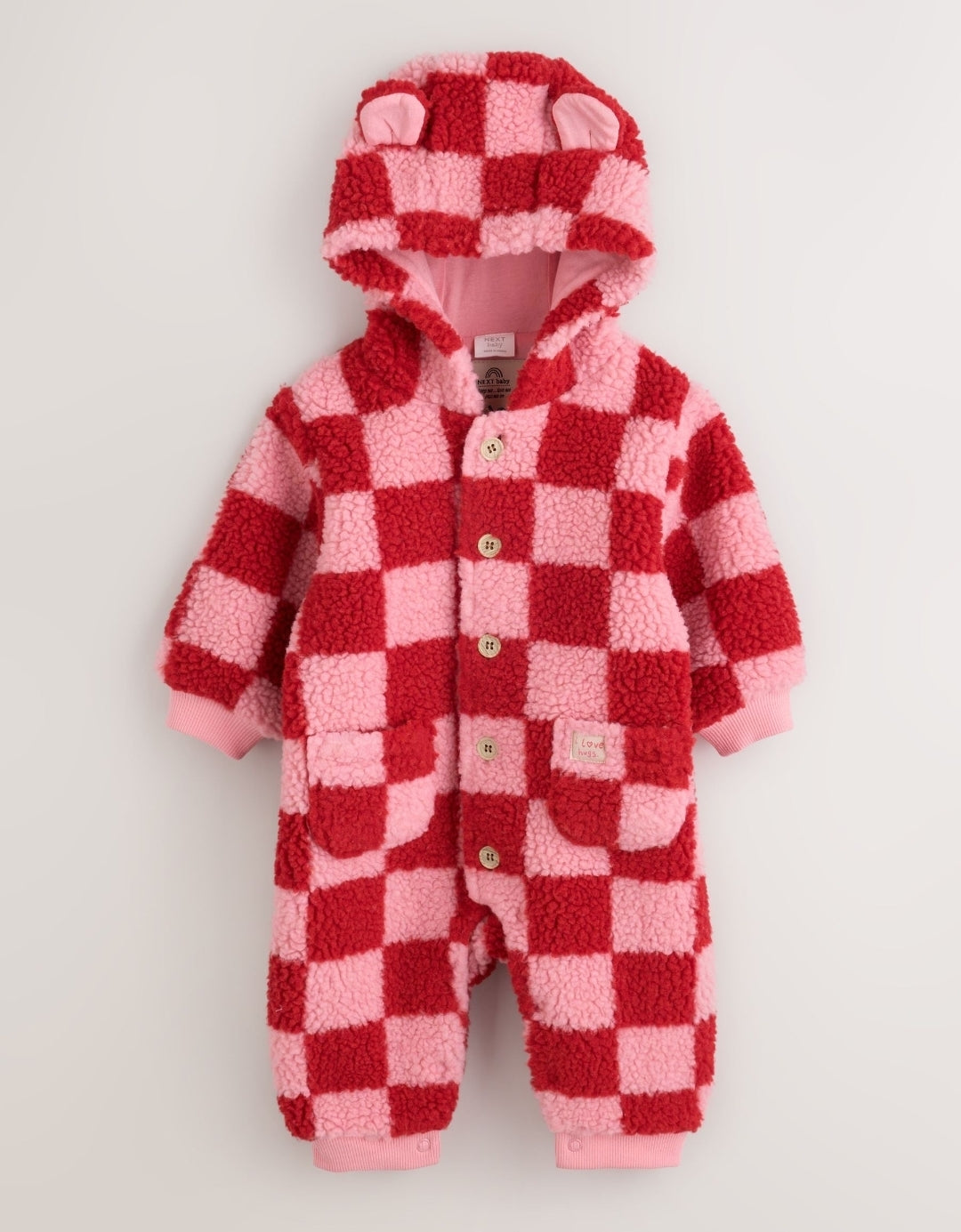 Pink and Red Checkerboard Borg
Hooded Baby All-In-One