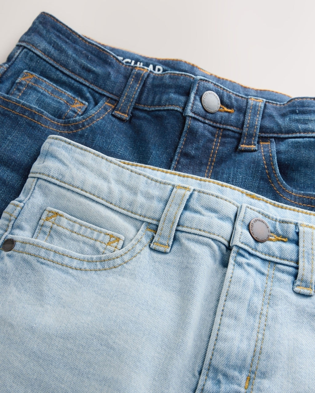 Denim Dark Blue/Bleach Regular Fit Stretch Jeans 2 Pack