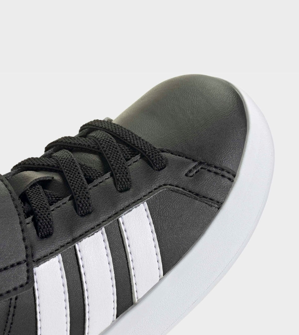 adidas Black/White Grand Court 3.0 Elastic Lace Kids Trainers