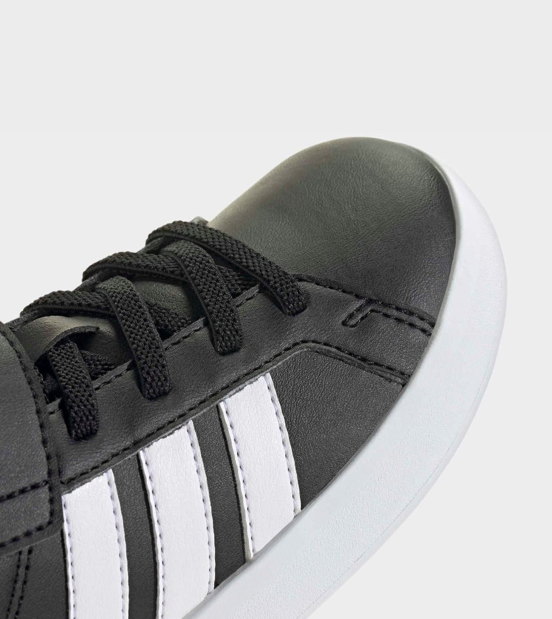 adidas Black/White Grand Court 3.0 Elastic Lace Kids Trainers