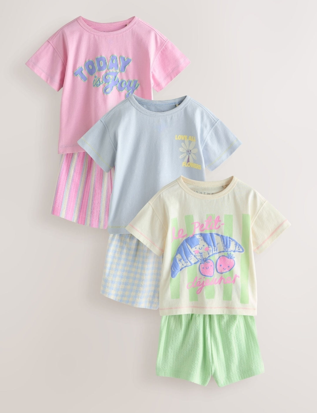 Pink/White Short Pyjamas 3 Pack