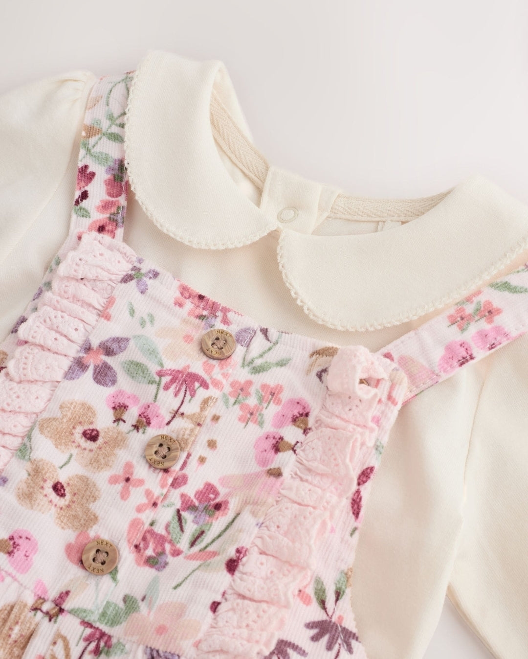 Pink Bunny Cord Baby Dungaree 2 Piece Set