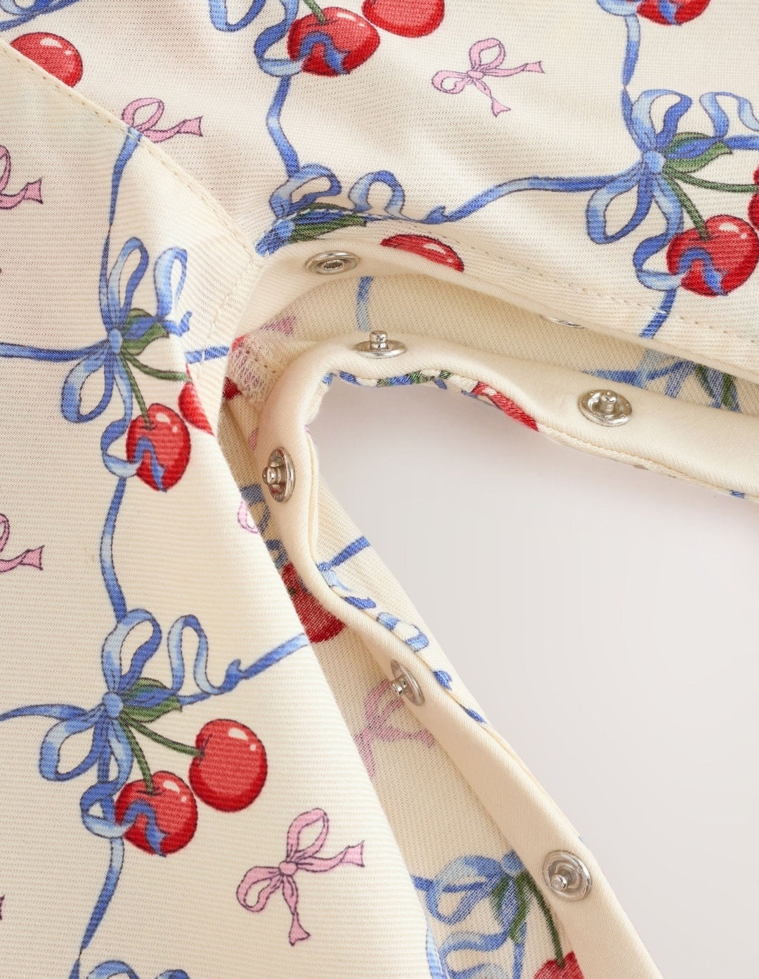 Ecru Cherry Baby Long Sleeve Bodysuit And Woven Dungarees