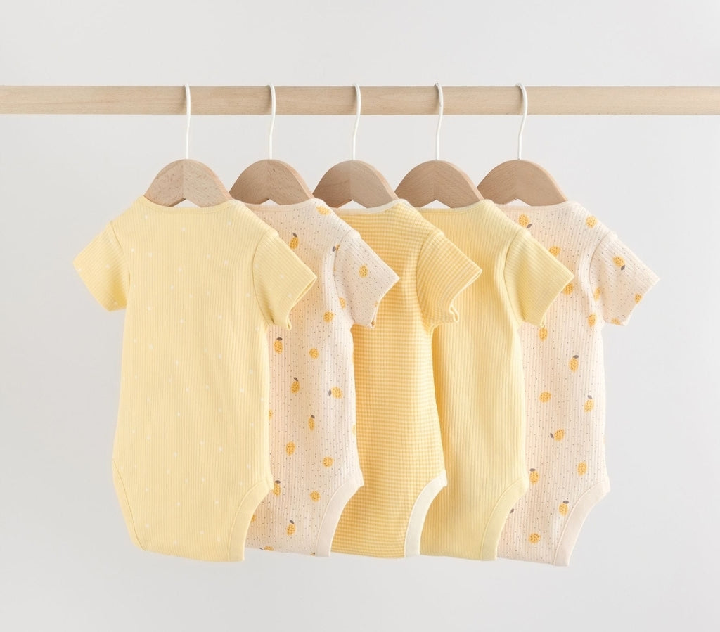 Yellow Lemons 5 Pack Short Sleeve
Baby Bodysuits