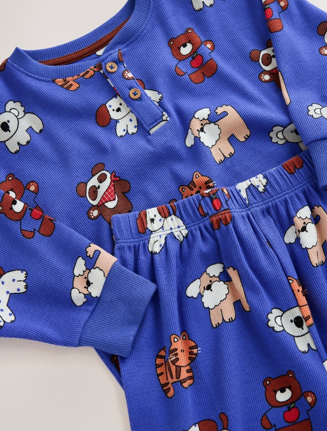Blue Animal All Over Print Ribbon Wrapped Pyjamas Gift Set