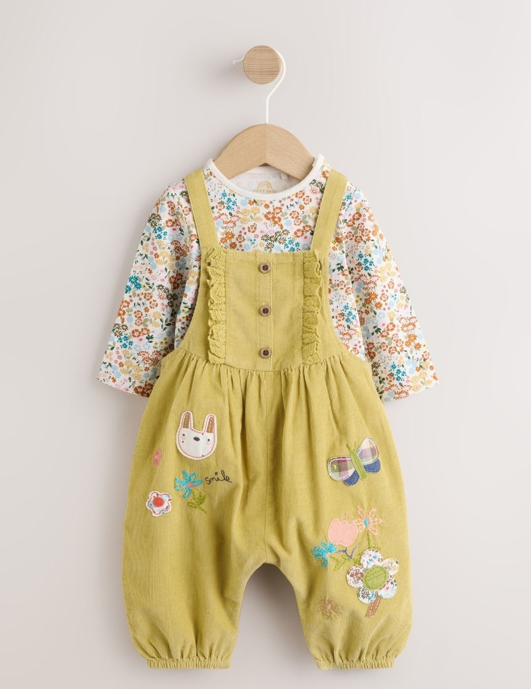 Sage Green Rabbit Baby Cord
Dungarees And Long Sleeve Body