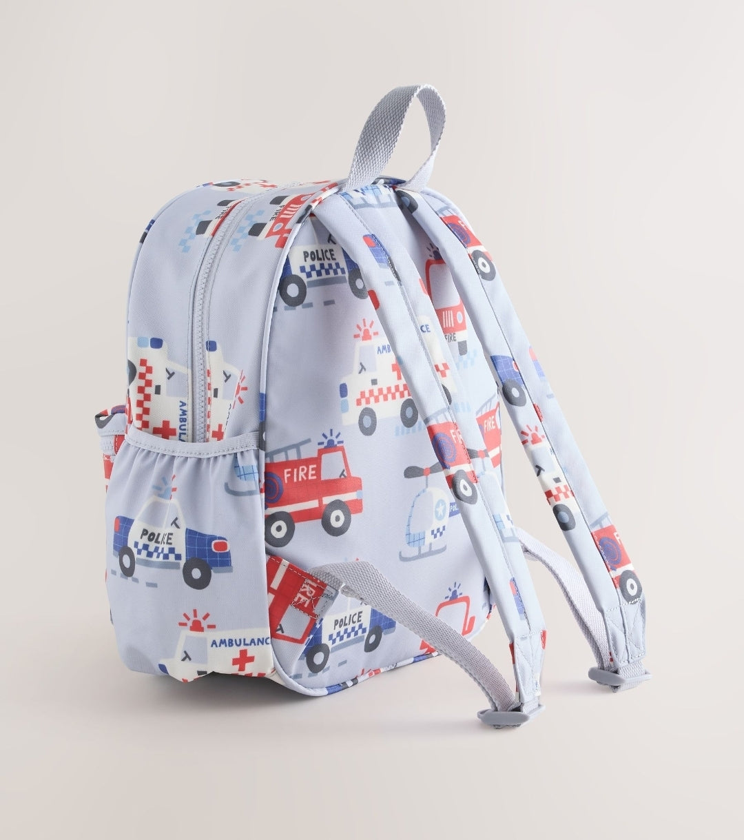 Light Blue Emergency Vehicles Backpack 14 inches