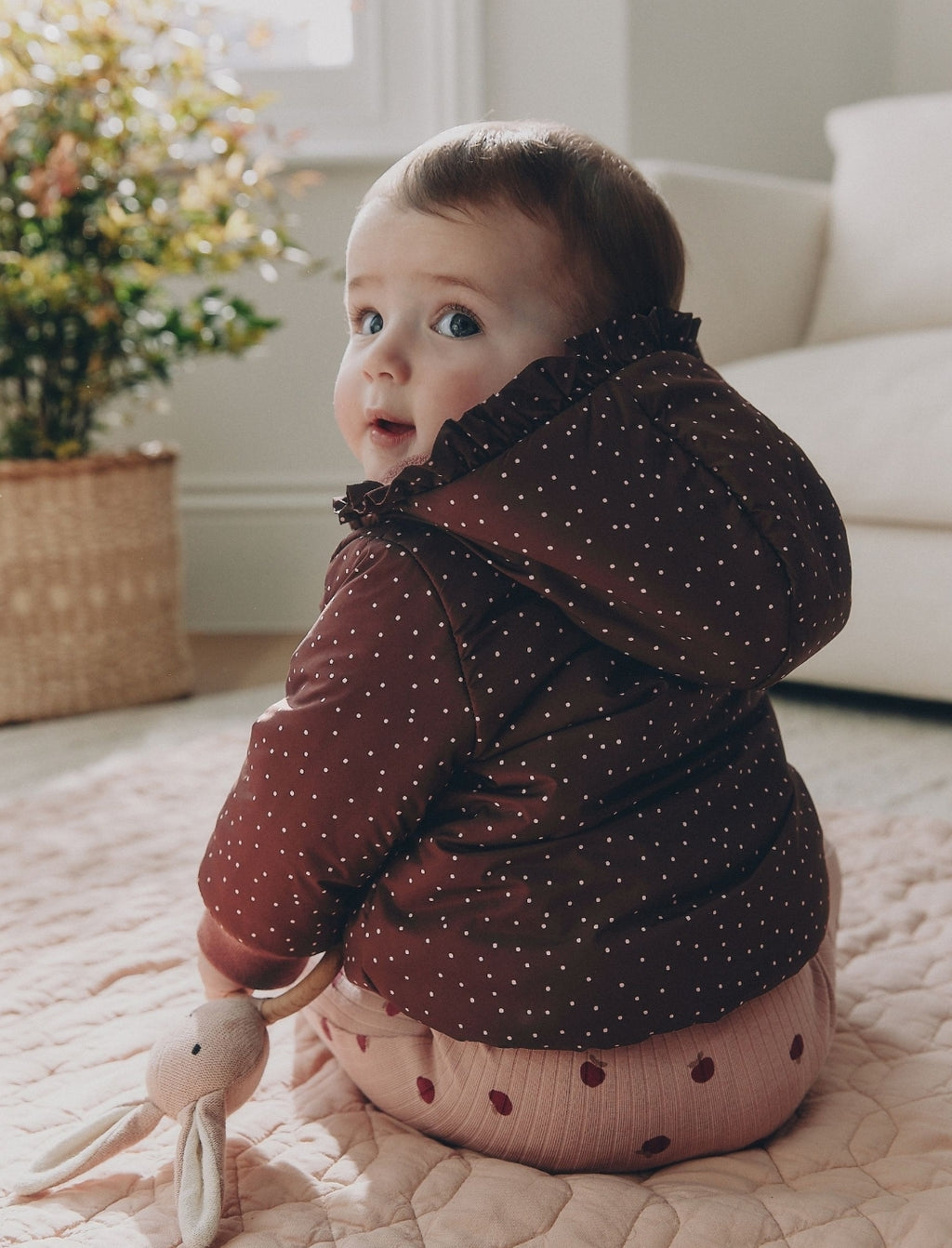 Brown Spotted Hooded Padded
Baby Jacket