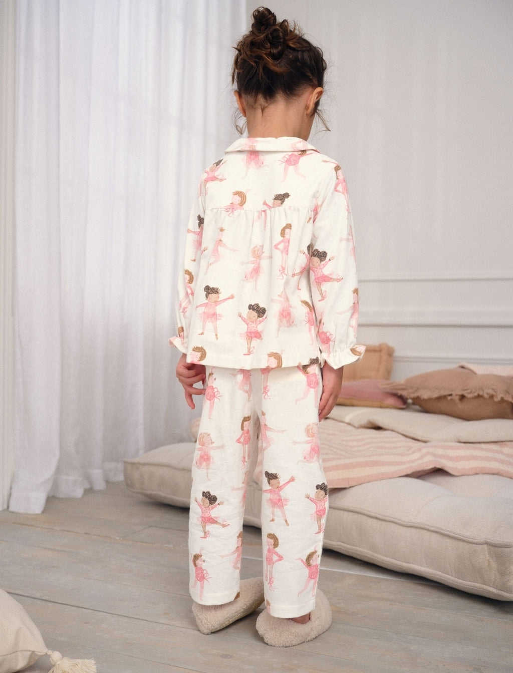 Ecru/Pink Ballerina Woven Button
Through Pyjamas