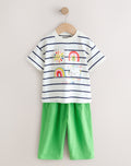 Green Rainbow Short Sleeve Top and Barrel Trousers Set