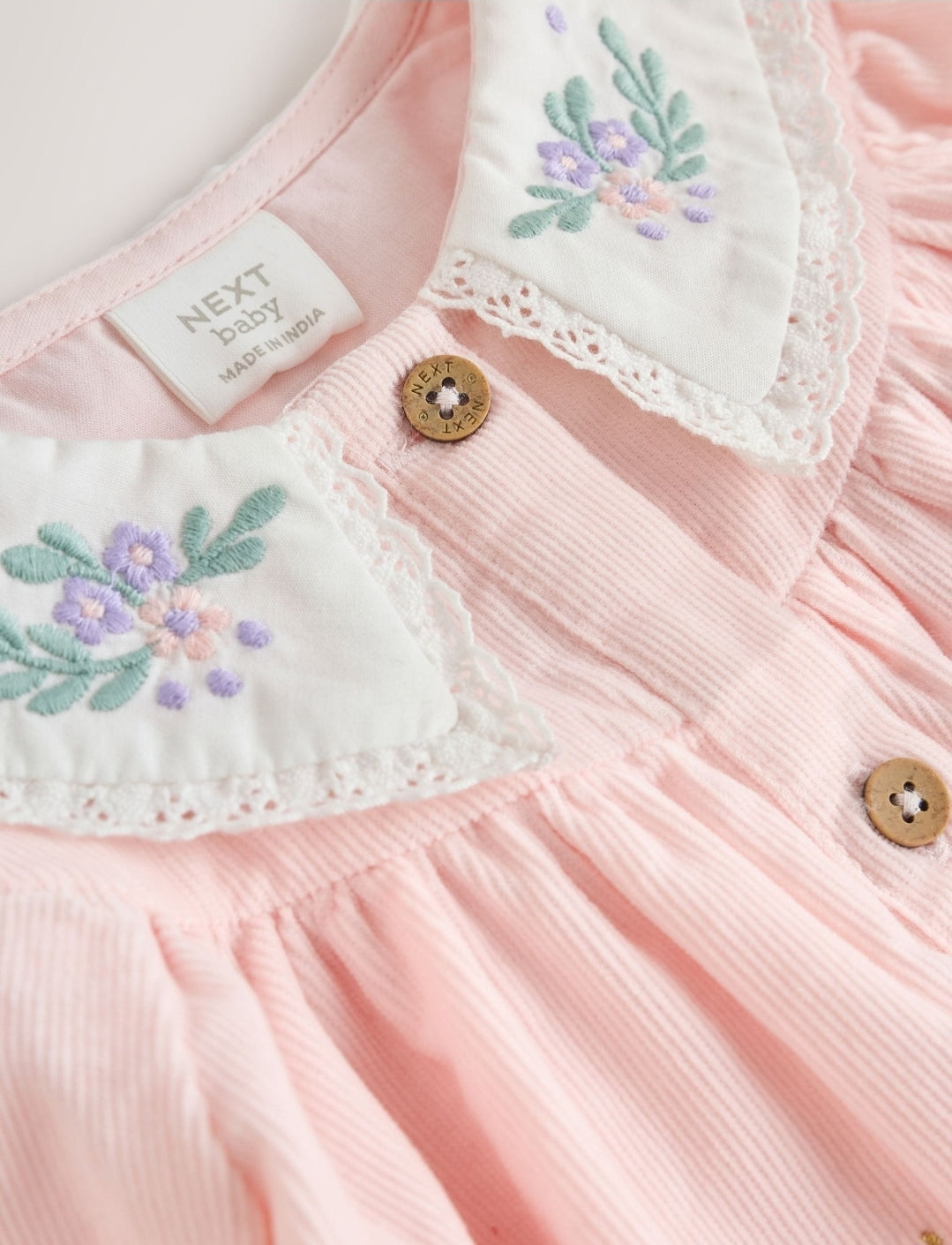 Pink Fairy Mouse Baby Woven Collar Dress with Tights