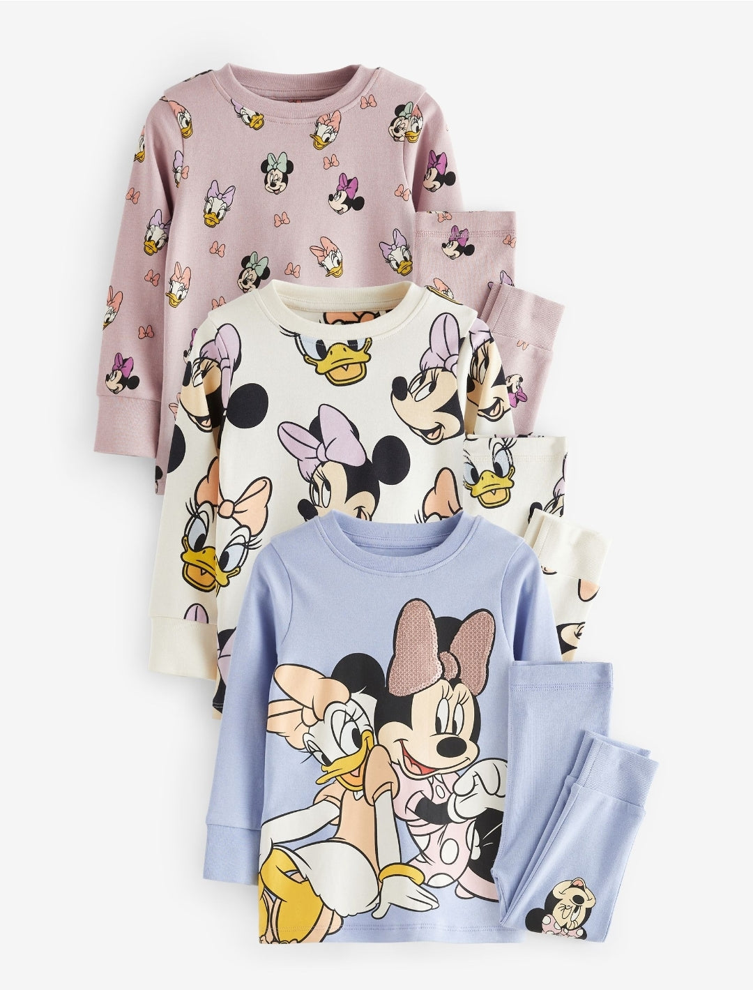 Pink/Blue/White Snuggle Pyjamas 3 Pack
