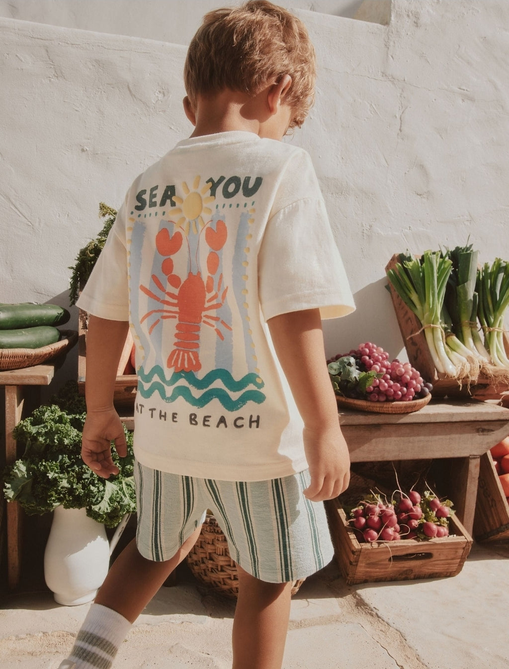 Ecru Sea You At The Beach Short Sleeve Back Print T-Shirt and Short