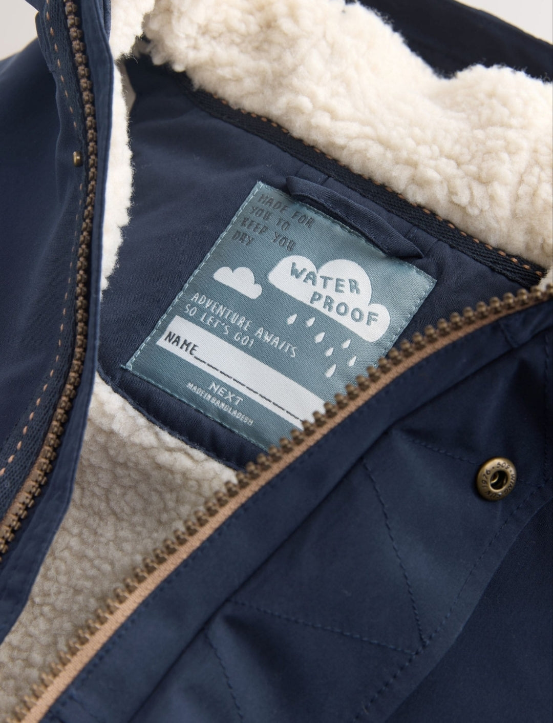 Navy Waterproof Borg Lined Parka