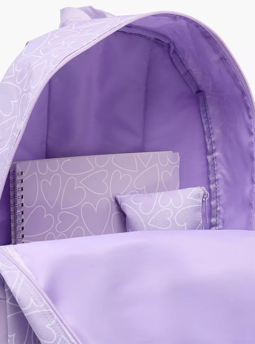 Heart Print 12-Piece School Backpack Set