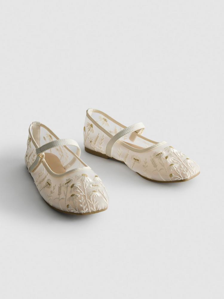 The Edit Embroidered Ballet Pumps