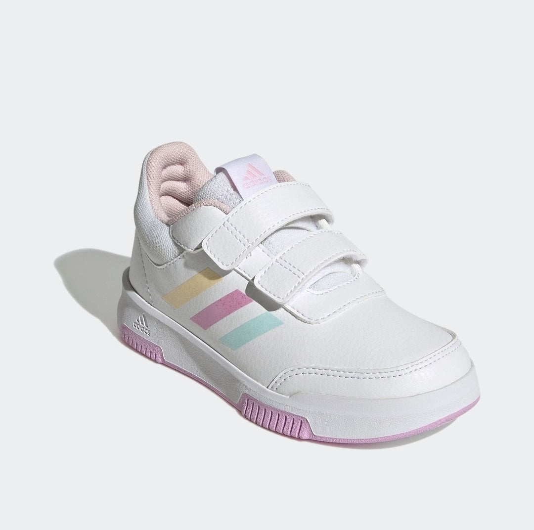 adidas White/Pink Tensaur Hook and Loop Kids Trainers
